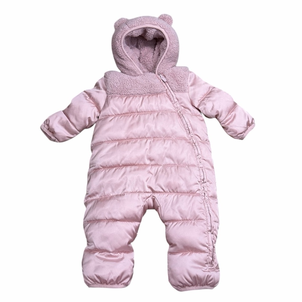 GAP Baby Lightweight Puffer One-Piece Snowsuit | Primitive Pink | Size 3-6M